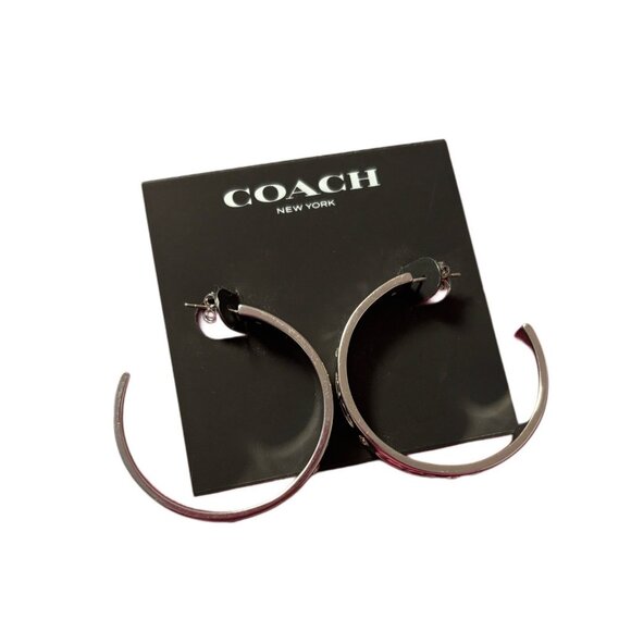 COACH Silver Signature Hoop Earrings (NWT) & Coach Signature Coach Bangle (Used) - Picture 5 of 7